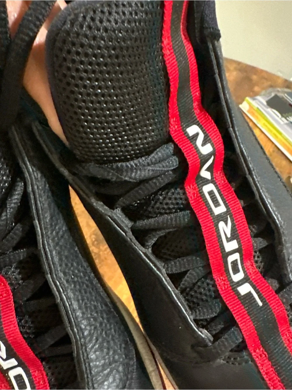 Jordan Men’s Black and Red Low-Top Basketball Sneakers